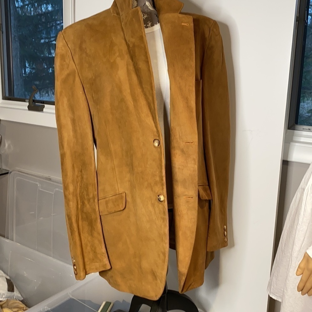 Loewe Sz 54 Men’s Suede Camel Blazer Jacket Sport Coat